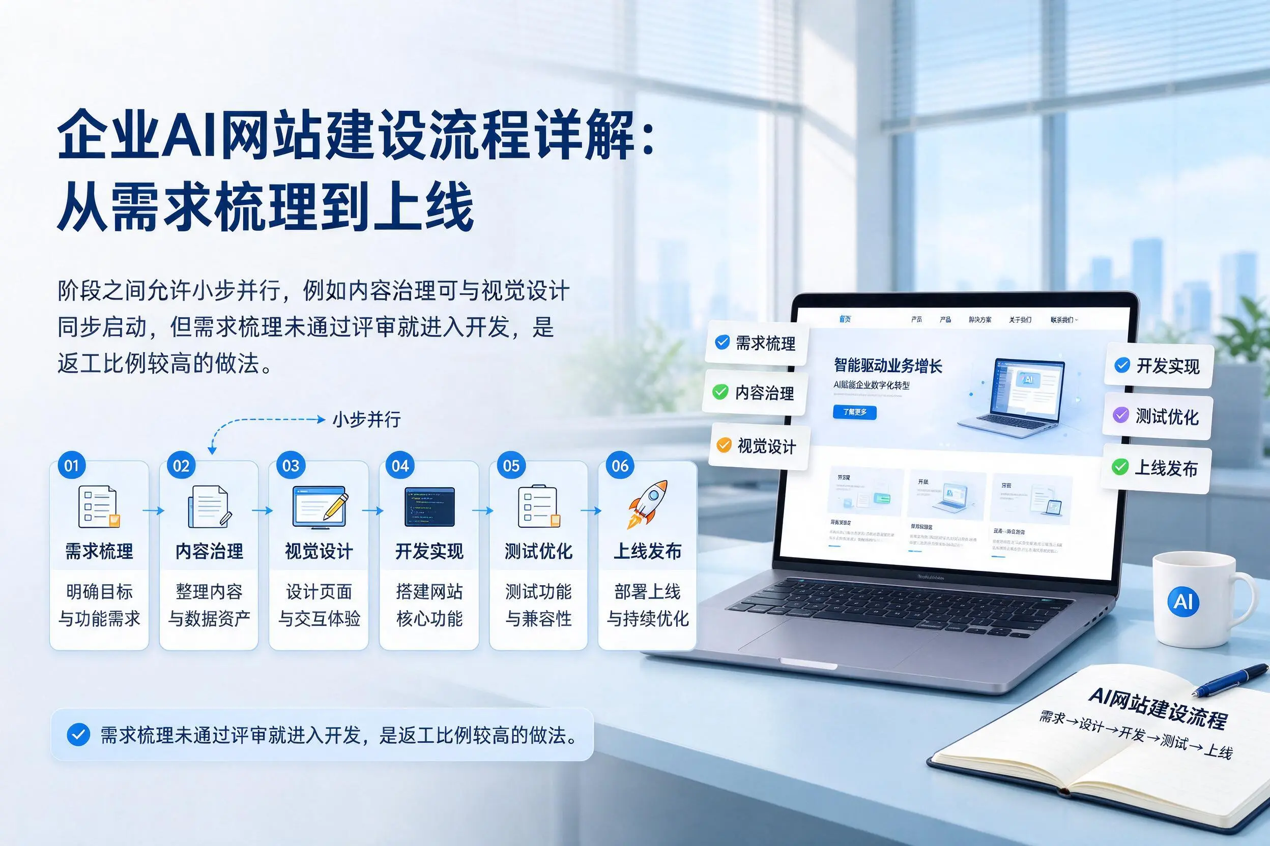 贵港企业AI网站建设流程详解:从需求梳理到上线