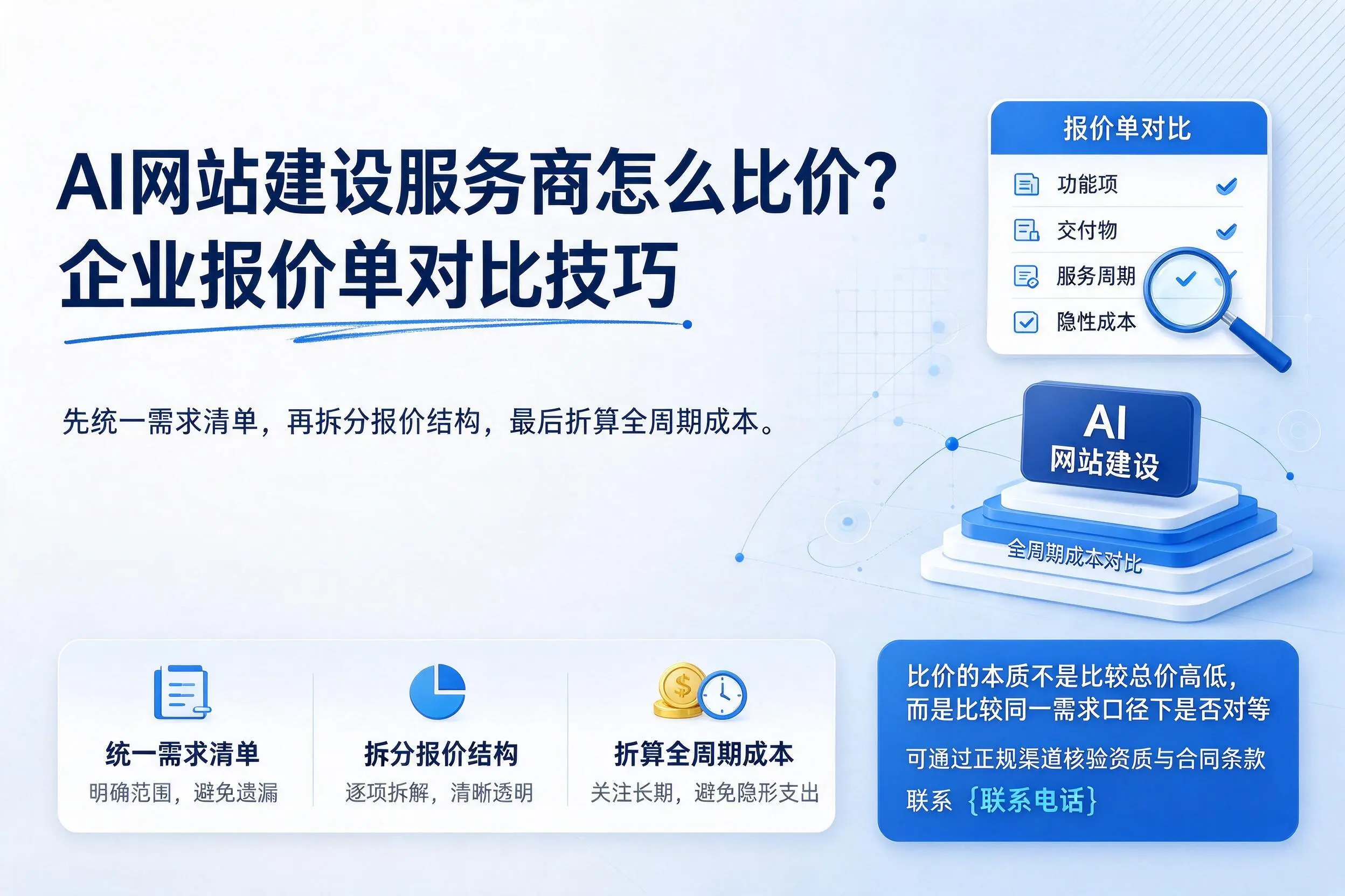 AI网站建设服务商怎么比价？贵港企业报价单对比技巧