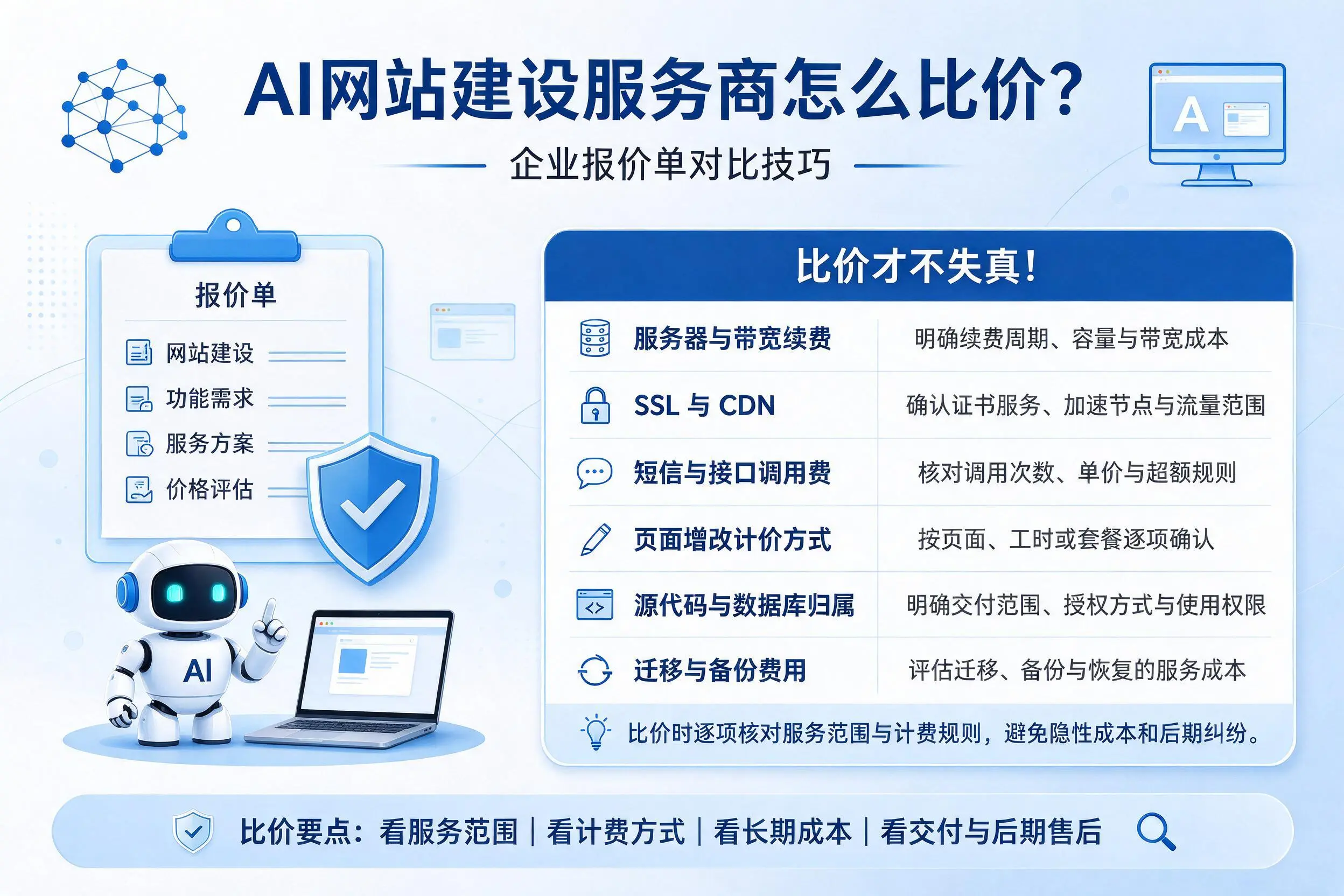 AI网站建设服务商怎么比价？贵港企业报价单对比技巧