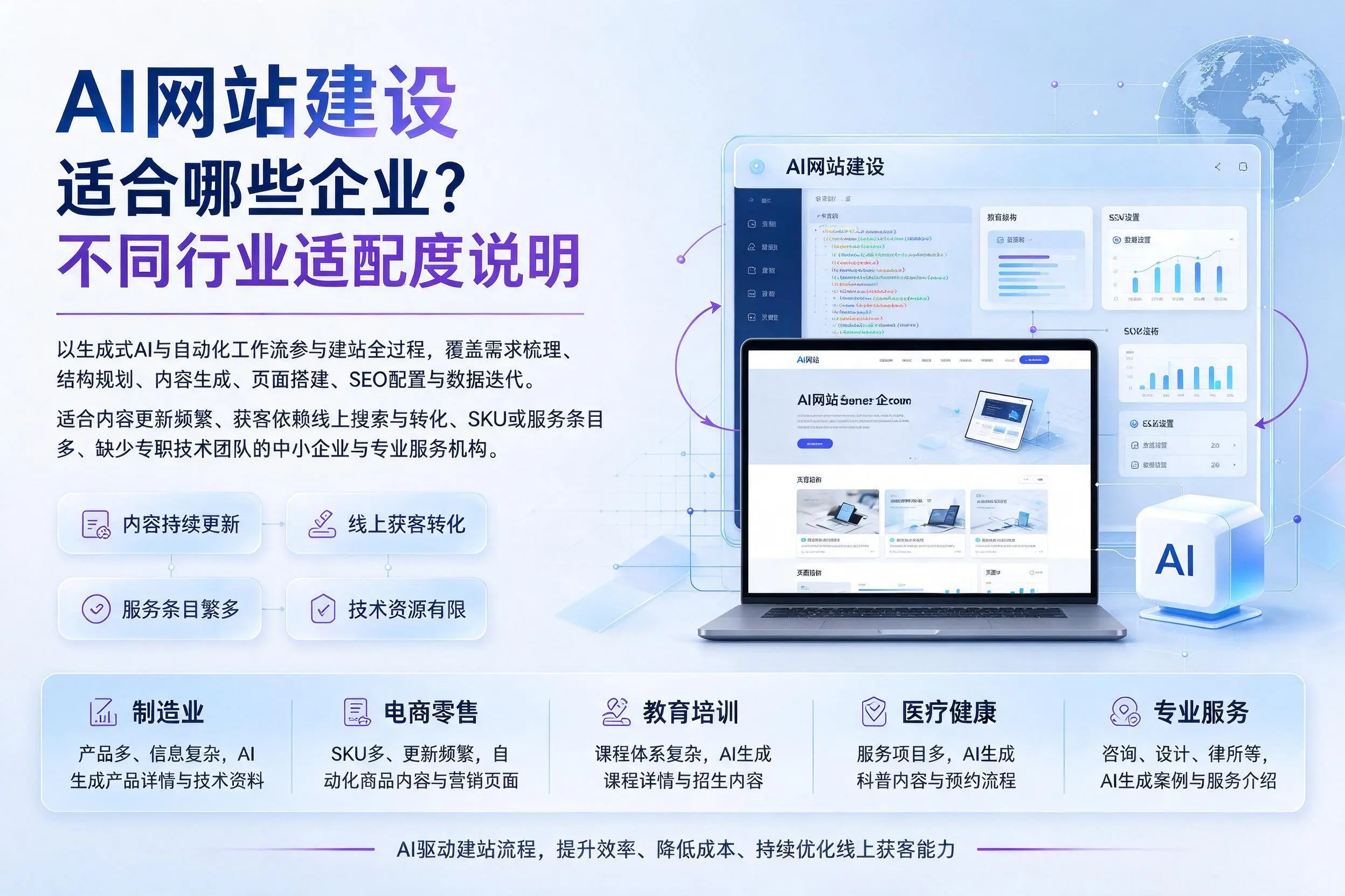 AI网站建设适合哪些企业？贵港不同行业适配度说明